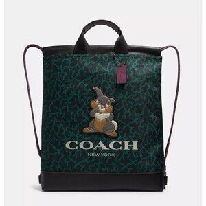 Disney X Coach Drawstring Backpack Bag Tote W/ Wavy Animal Print & Thumper NWT